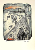 Viktor Preiss - Karlínská ulice - grafika volný list